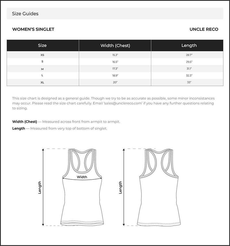 Size Chart Inch